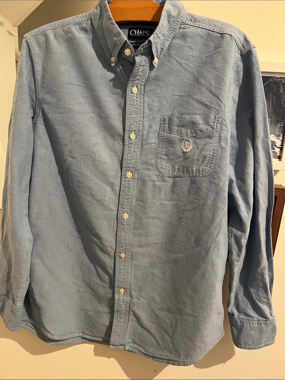 Chaps Men's Pale Blue Button-Down Oxford Shirt